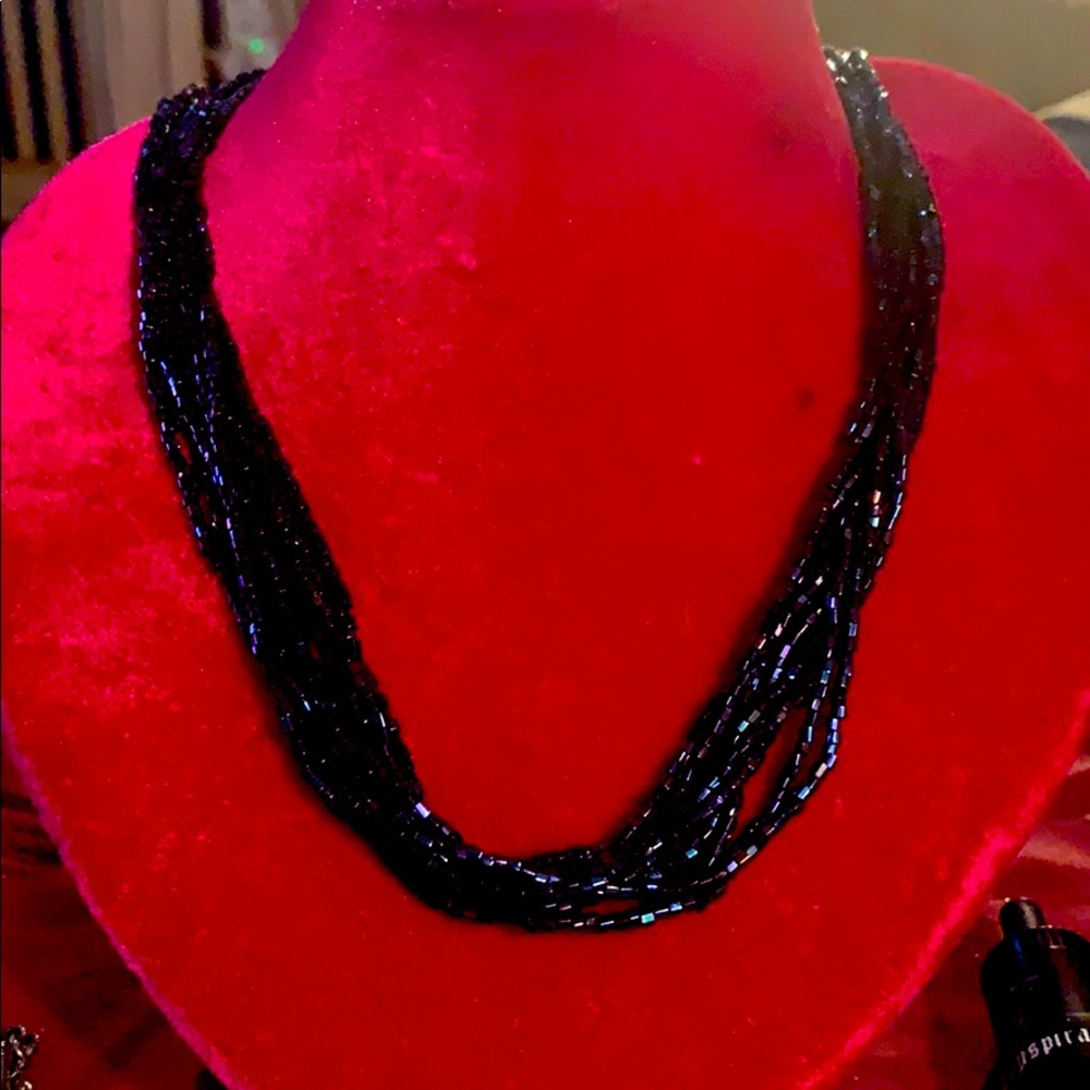 Blue beaded costume necklace